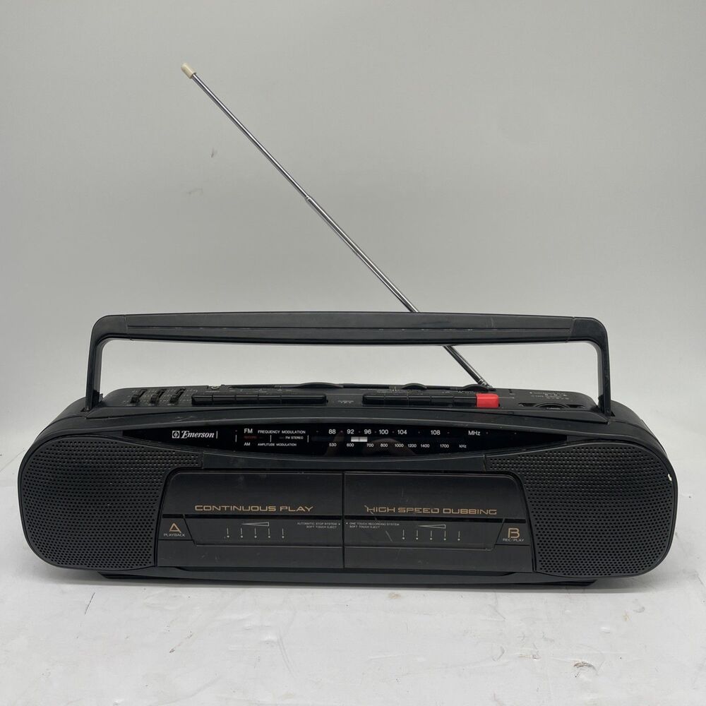 Vintage Emerson Model AC 2332 Dual Cassette Player Dubber AM FM Radio Graphic EQ